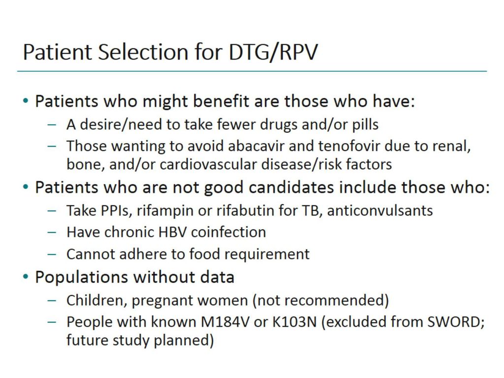 Patient Selection for DTG/RPV