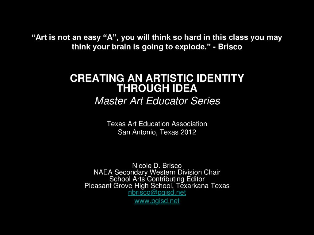 CREATING AN ARTISTIC IDENTITY THROUGH IDEA ppt download