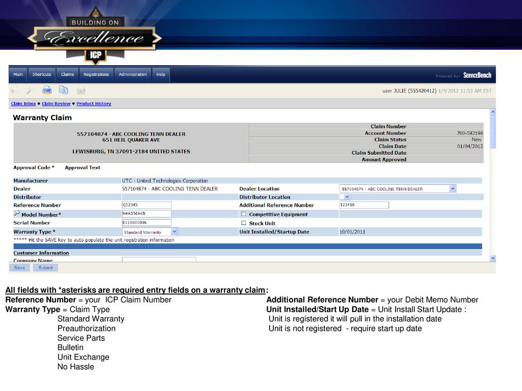 Icp Warranty Claims How To For Service Bench Ppt Download