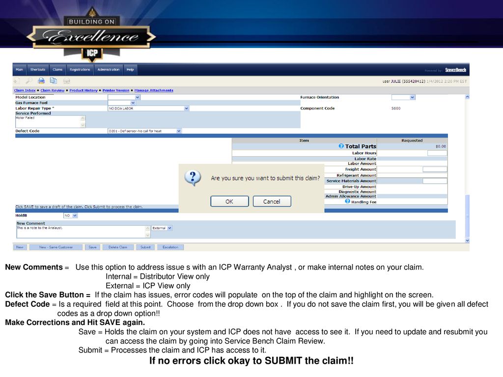Icp Warranty Claims How To For Service Bench Ppt Download