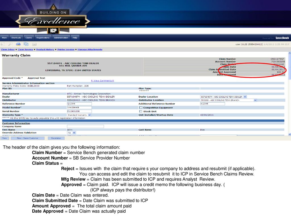 Icp Warranty Claims How To For Service Bench Ppt Download