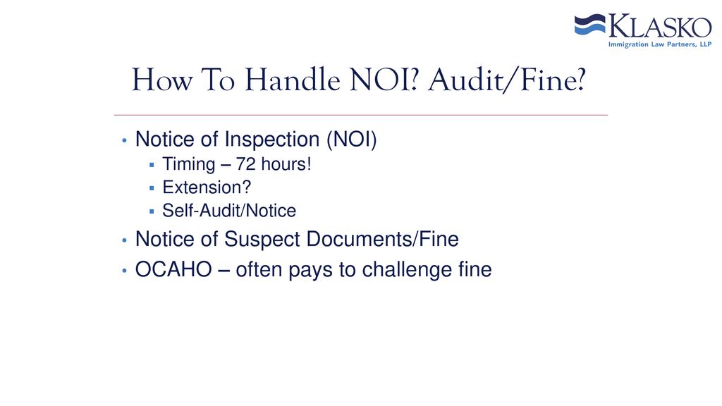 How To Handle NOI Audit/Fine
