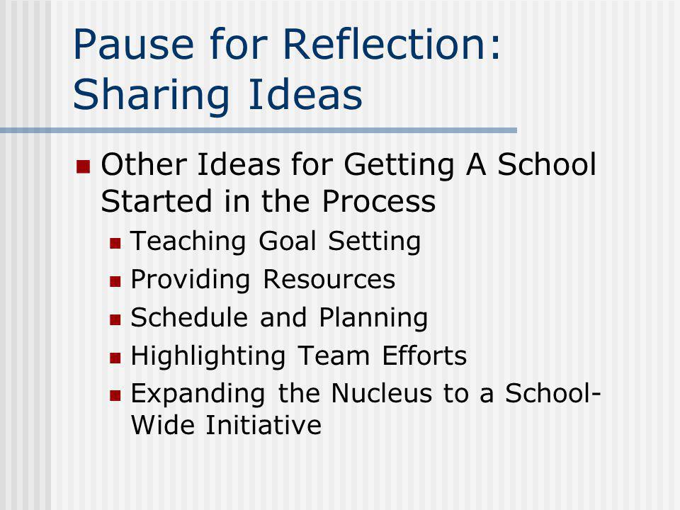 Pause for Reflection: Sharing Ideas