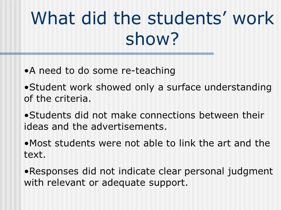 What did the students’ work show