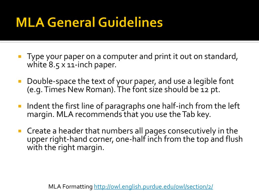 MLA General Guidelines