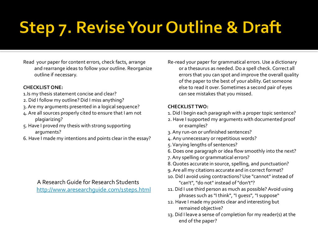 Step 7. Revise Your Outline & Draft