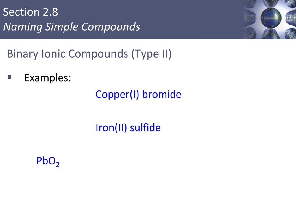 Binary Ionic Compounds (Type II)