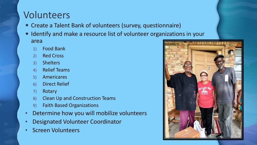 Disaster Preparedness Ppt Download   Volunteers Create A Talent Bank Of Volunteers (survey%2C Questionnaire) 