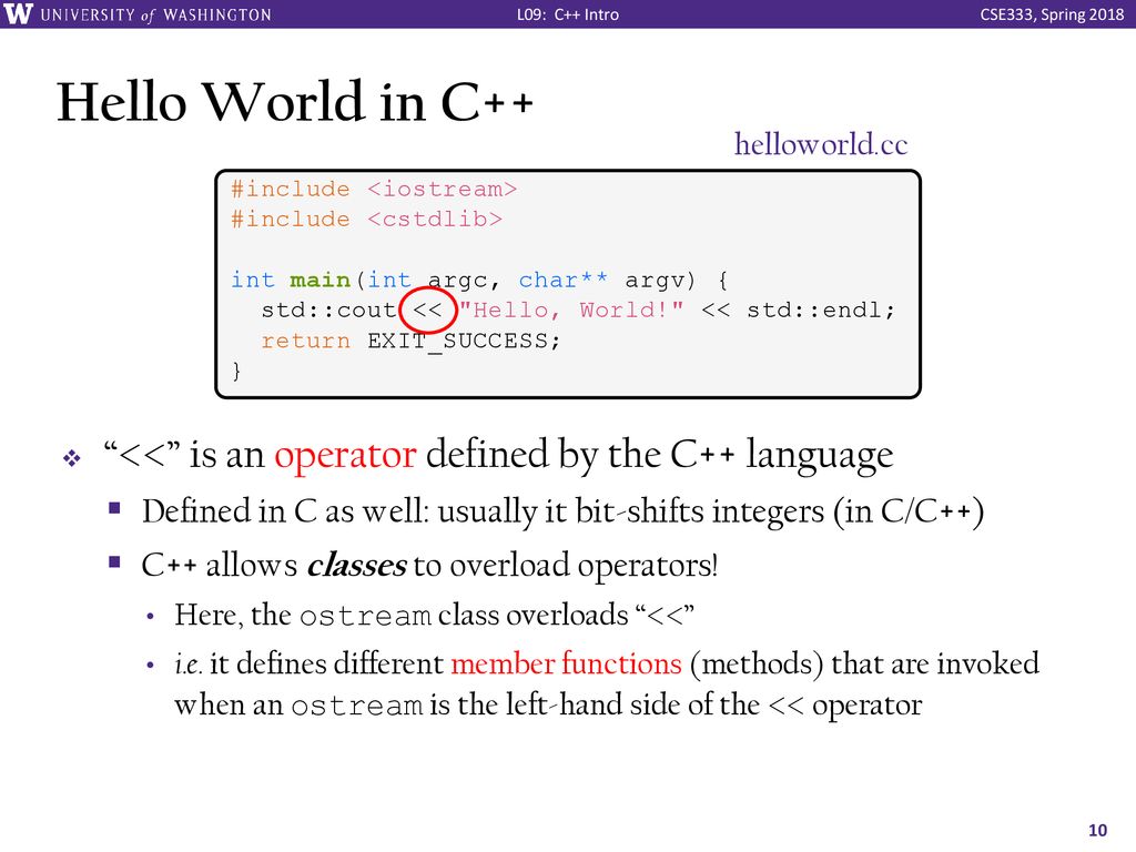 C++ Intro CSE 333 Spring 2018 Instructor: Justin Hsia - ppt download