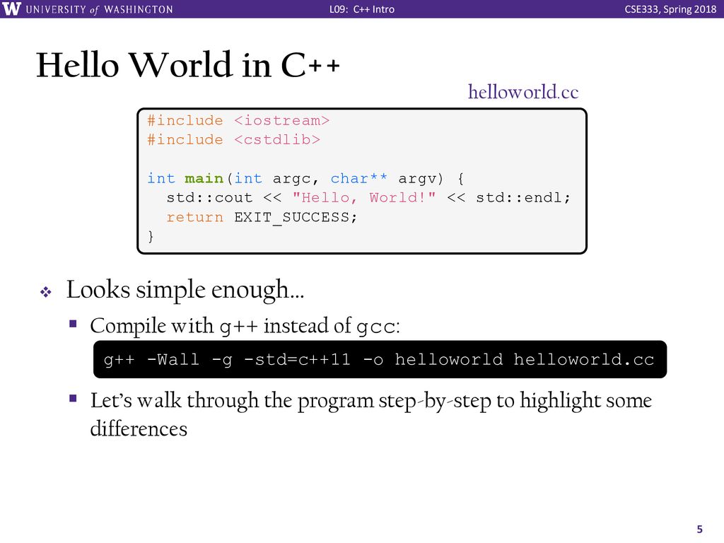 C++ Intro CSE 333 Spring 2018 Instructor: Justin Hsia - ppt download