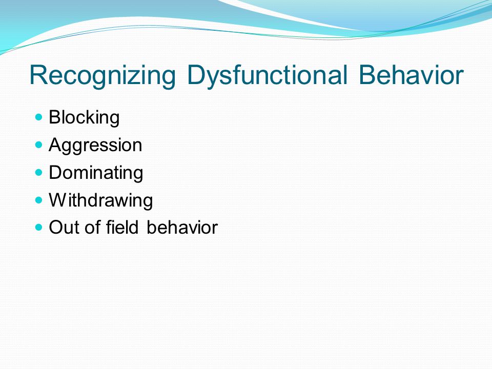 Recognizing Dysfunctional Behavior