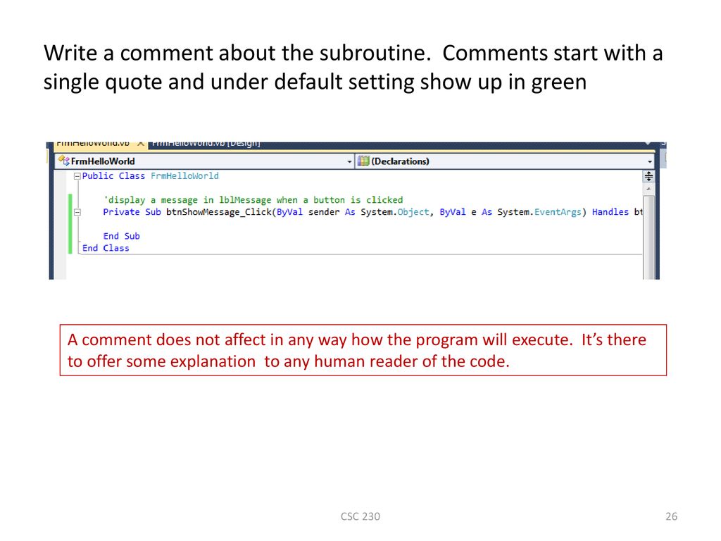 Visual Studio 2010 Hello World CSC ppt download