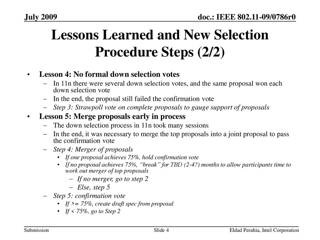 Lessons Learned and New Selection Procedure Steps (2/2)