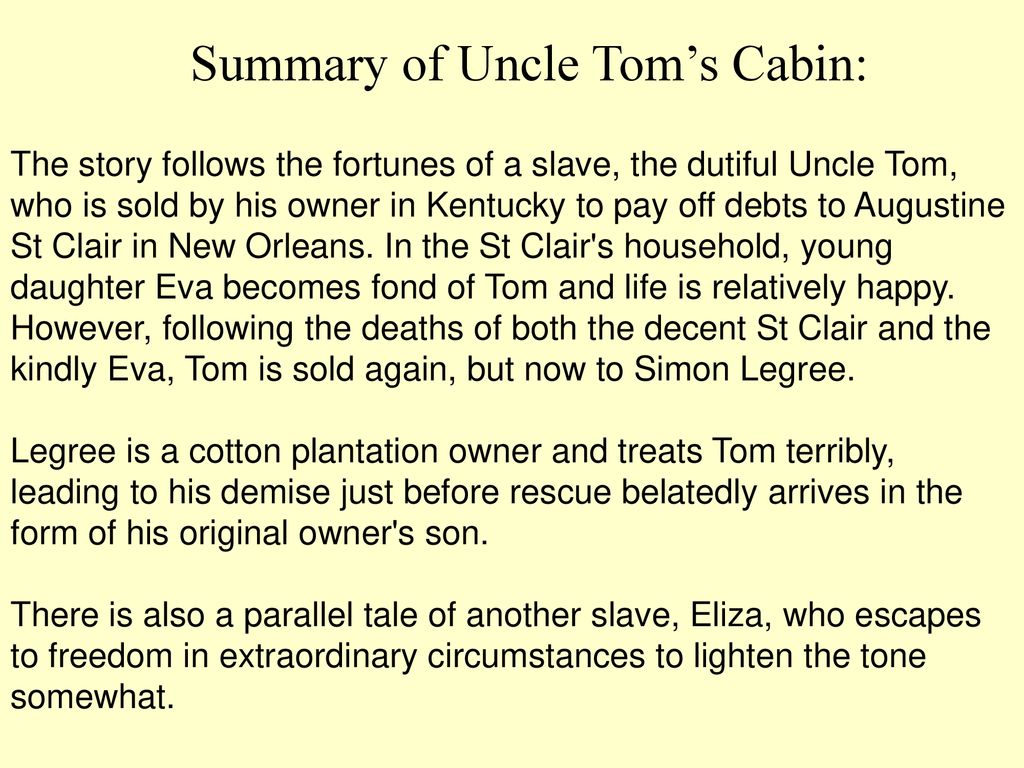 Реферат: Book Analysis Uncle Tom