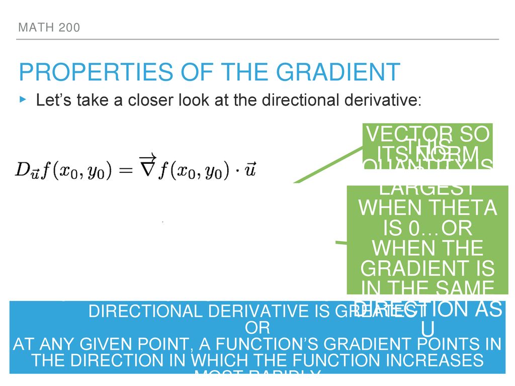 Properties of the Gradient