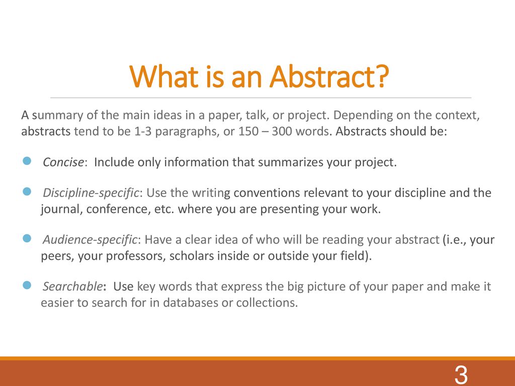 writing an abstract for a paper