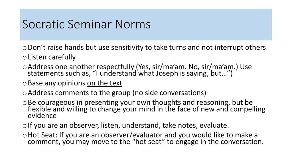 Socratic Seminar Norms