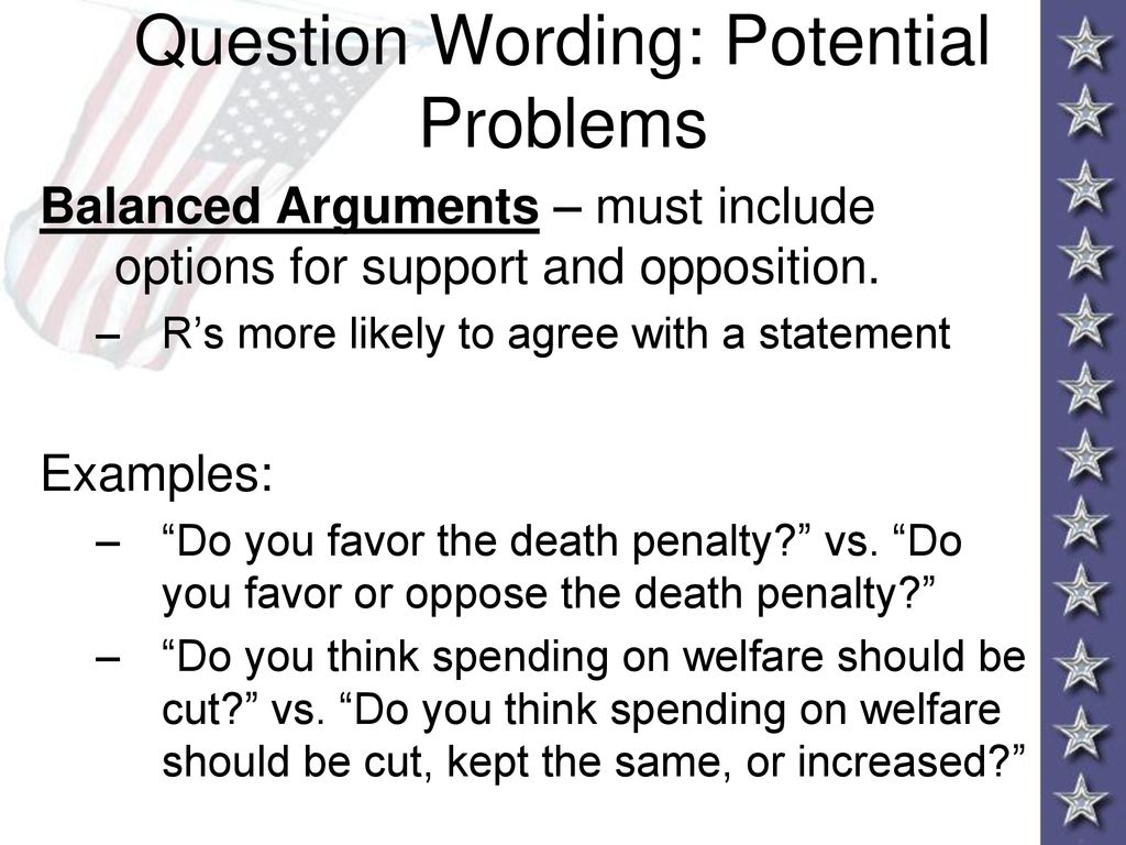 Question Wording: Potential Problems
