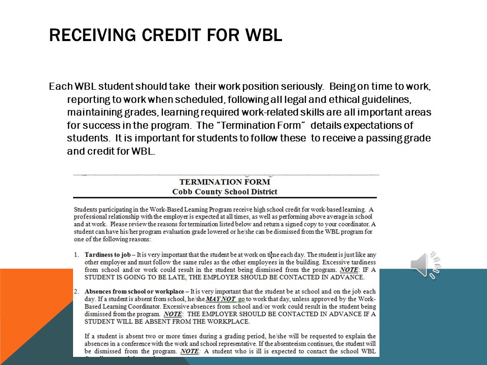 Receiving Credit For WBL