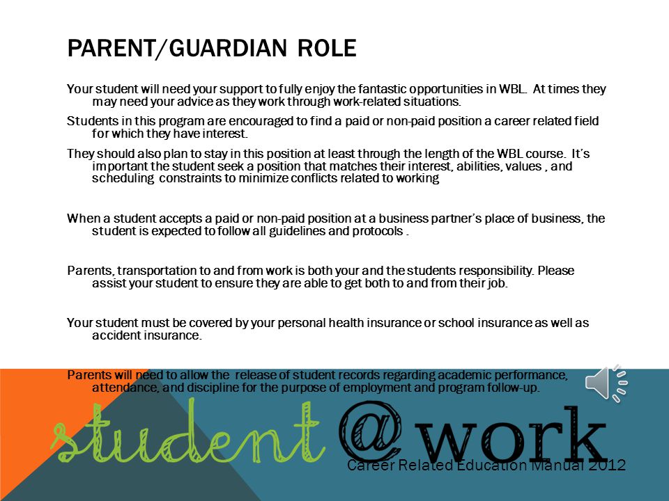 Parent/Guardian Role Career Related Education Manual 2012