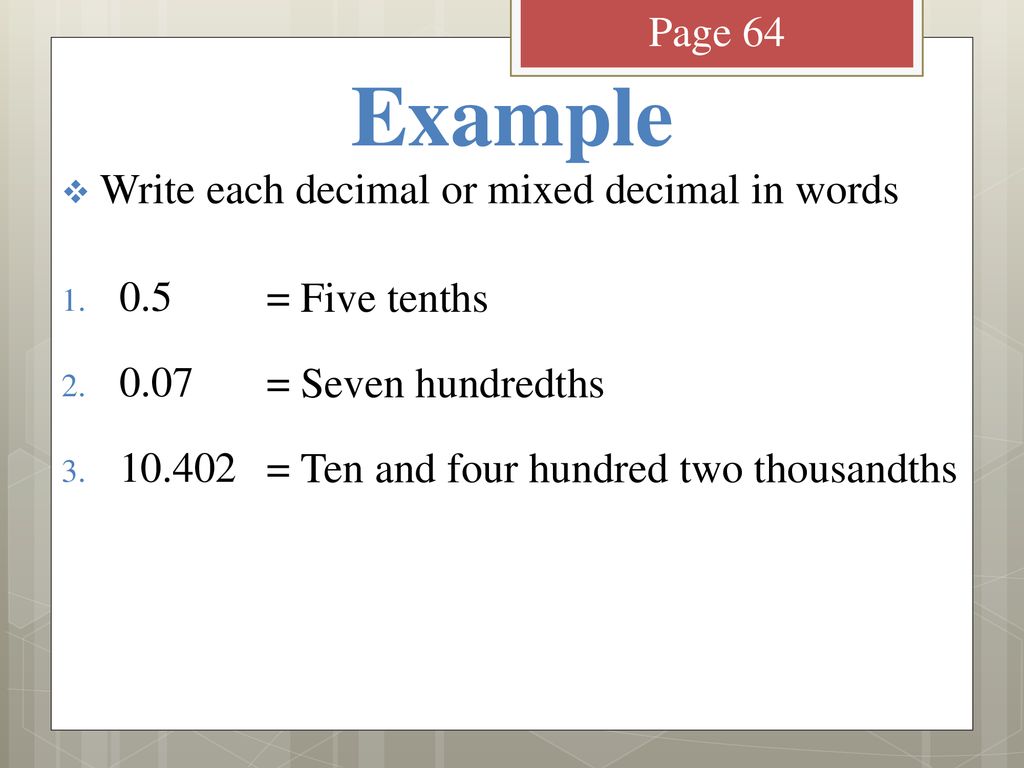 Decimals Pages 8 – ppt download