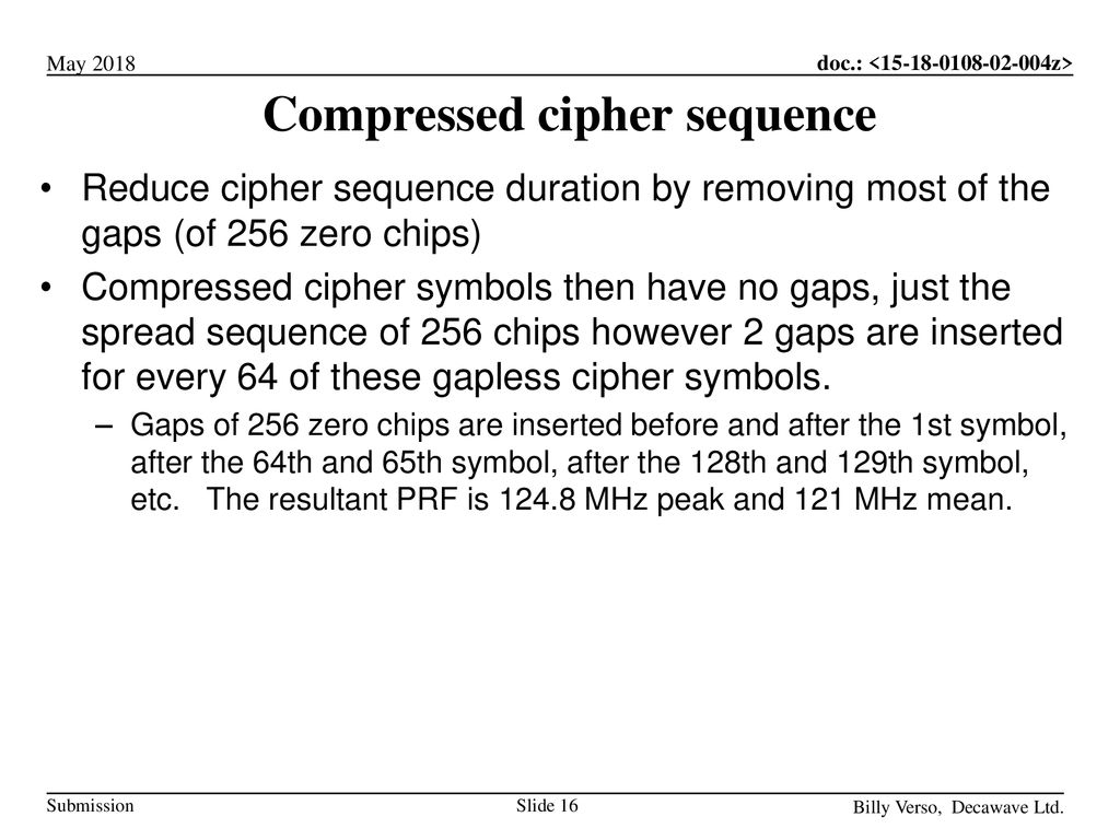 Compressed cipher sequence