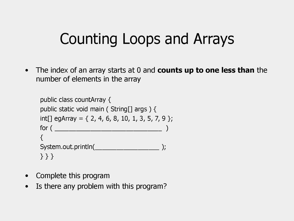 Counting Loops and Arrays