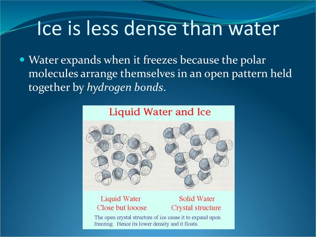 Ice is less dense than water