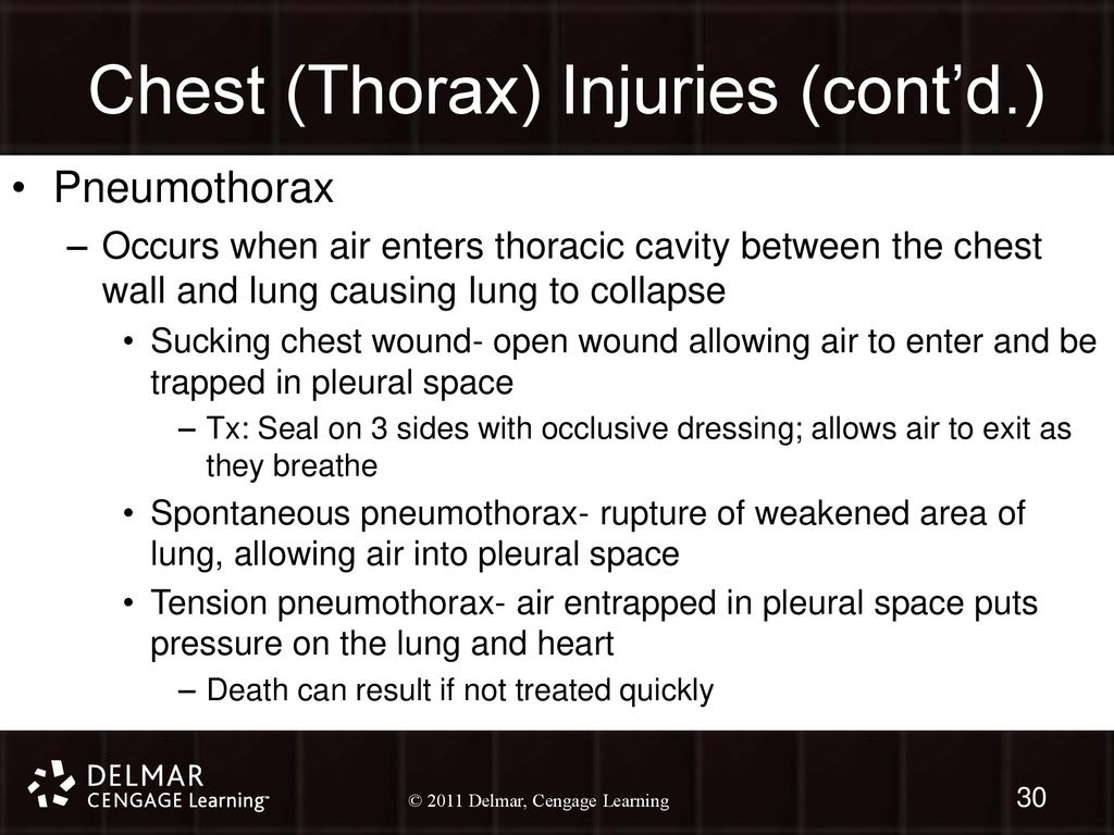Chest (Thorax) Injuries (cont’d.)