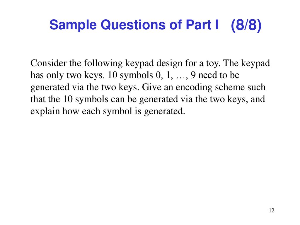 Sample Questions of Part I (8/8)