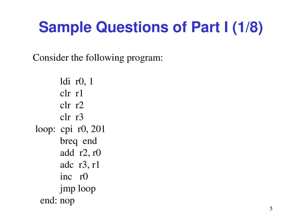 Sample Questions of Part I (1/8)