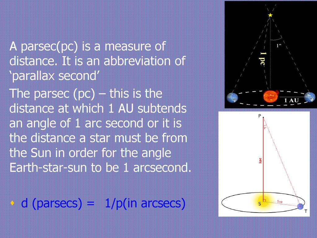 A parsec(pc) is a measure of distance