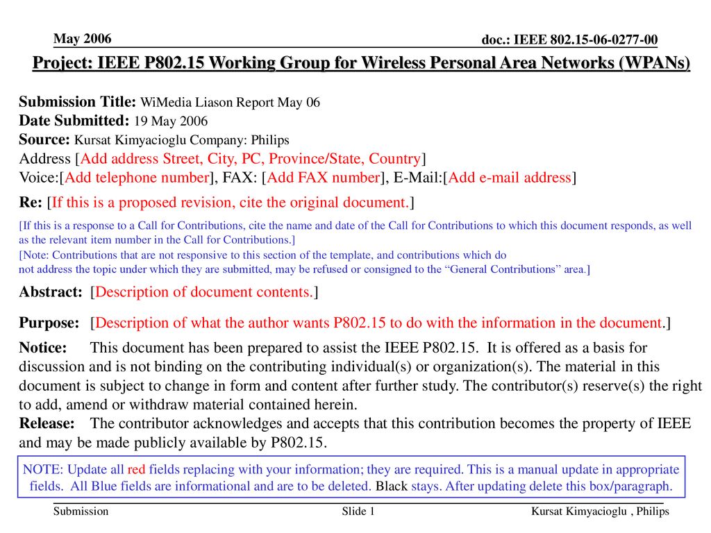 May 2006 Project: IEEE P Working Group for Wireless Personal Area Networks (WPANs) Submission Title: WiMedia Liason Report May 06.