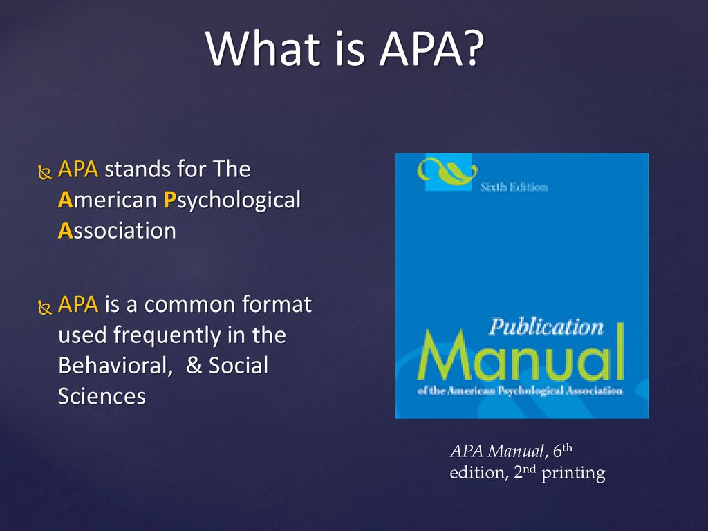 What is APA? APA stands for The American Psychological Association - ppt  download