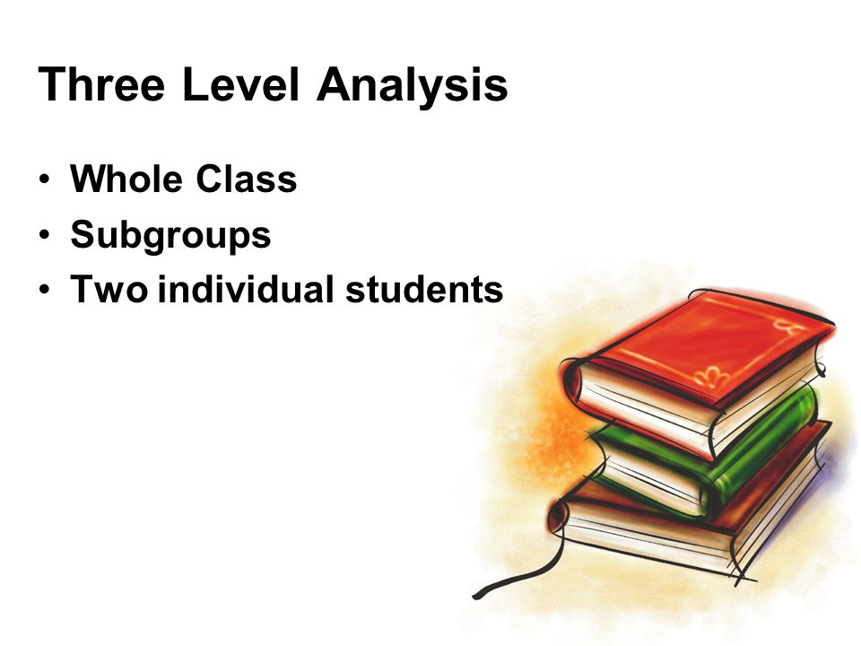 Three Level Analysis Whole Class Subgroups Two individual students