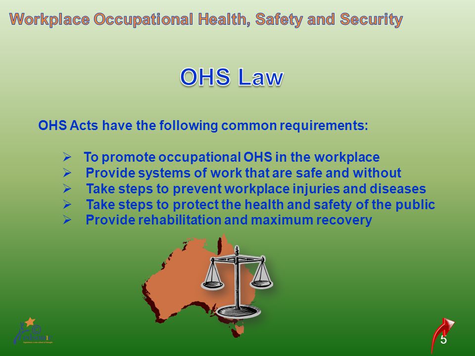 OHS Law Workplace Occupational Health, Safety and Security