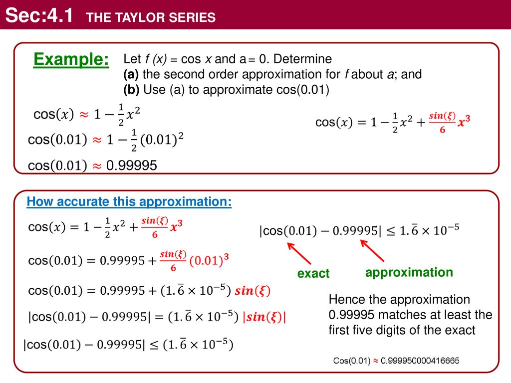 Sec 4 1 The Taylor Series Ppt Download
