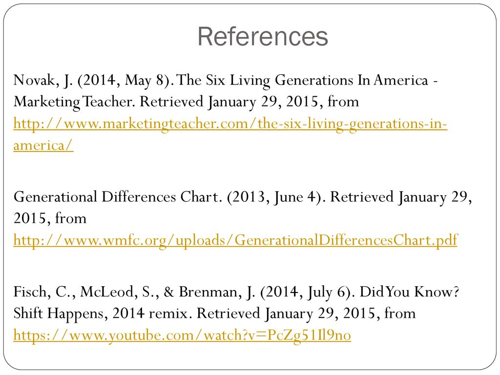 Generational Differences Chart 2014