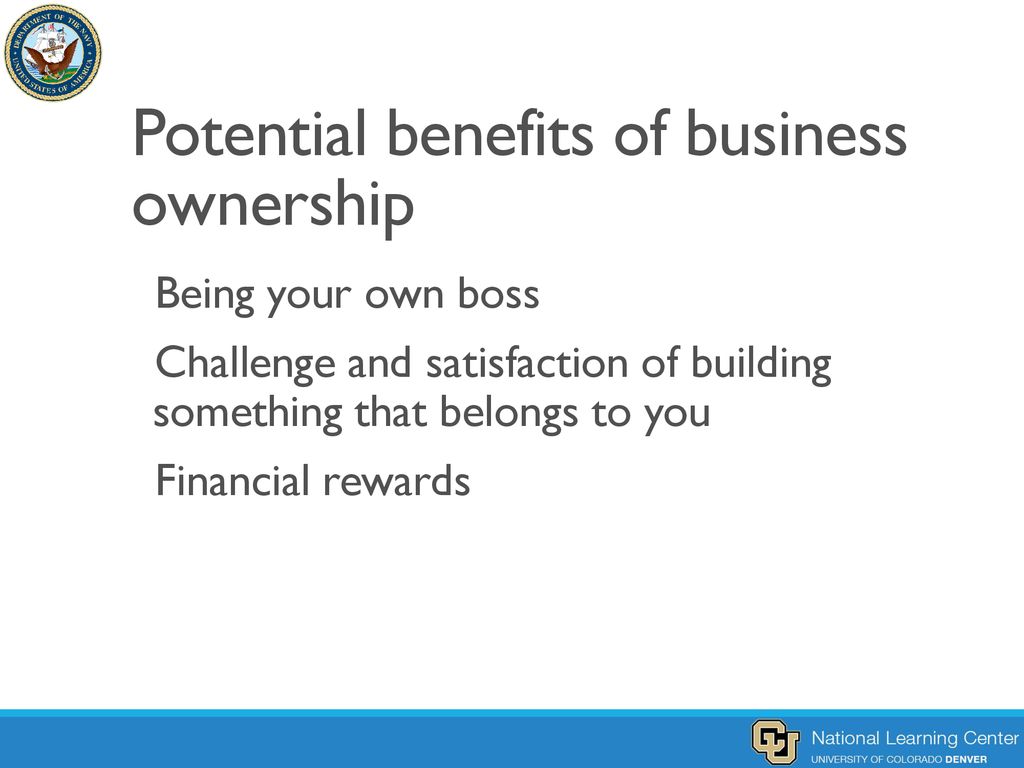 Potential benefits of business ownership