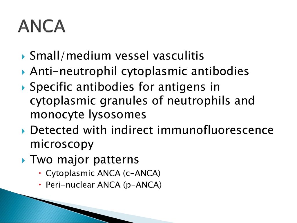 ANCA Small/medium vessel vasculitis