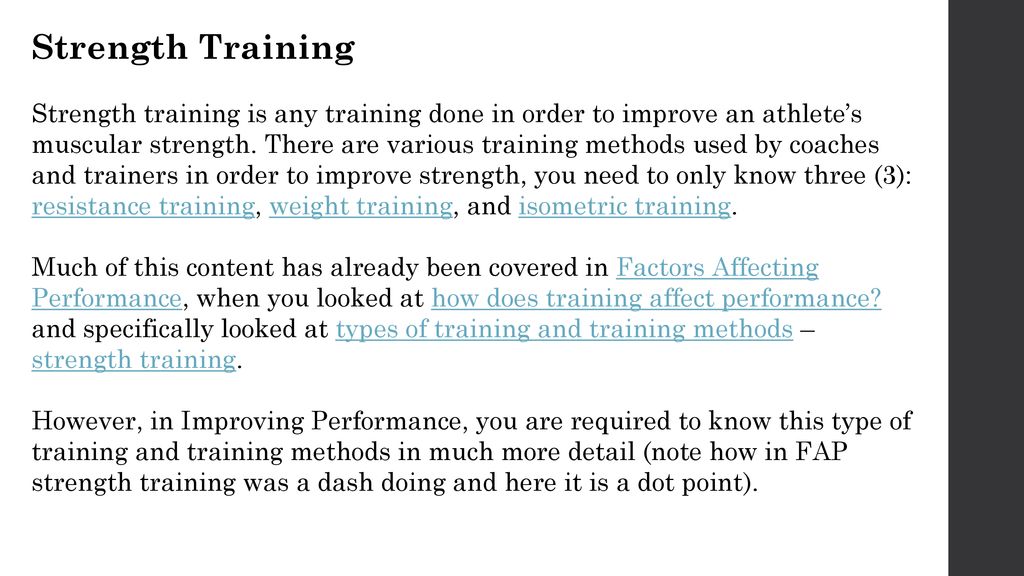 Strength Training Resistance training, eg elastic, hydraulic - ppt download