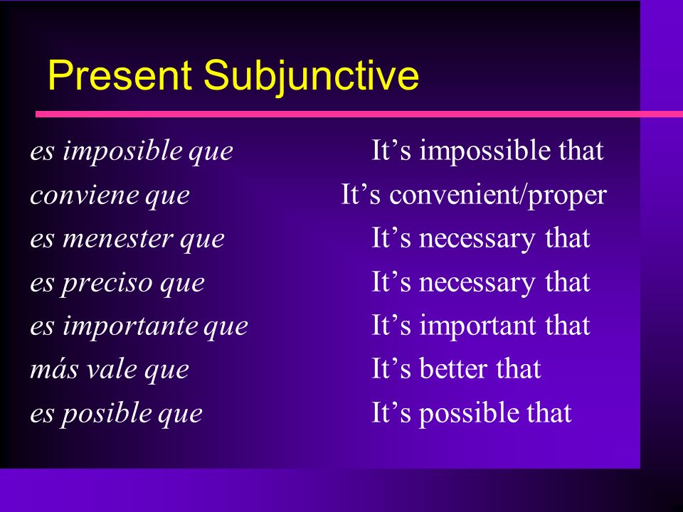 Present Subjunctive es imposible que It’s impossible that