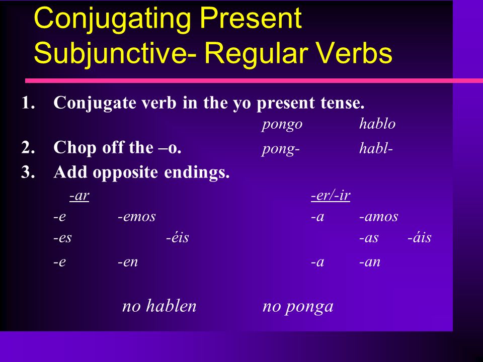 Conjugating Present Subjunctive- Regular Verbs