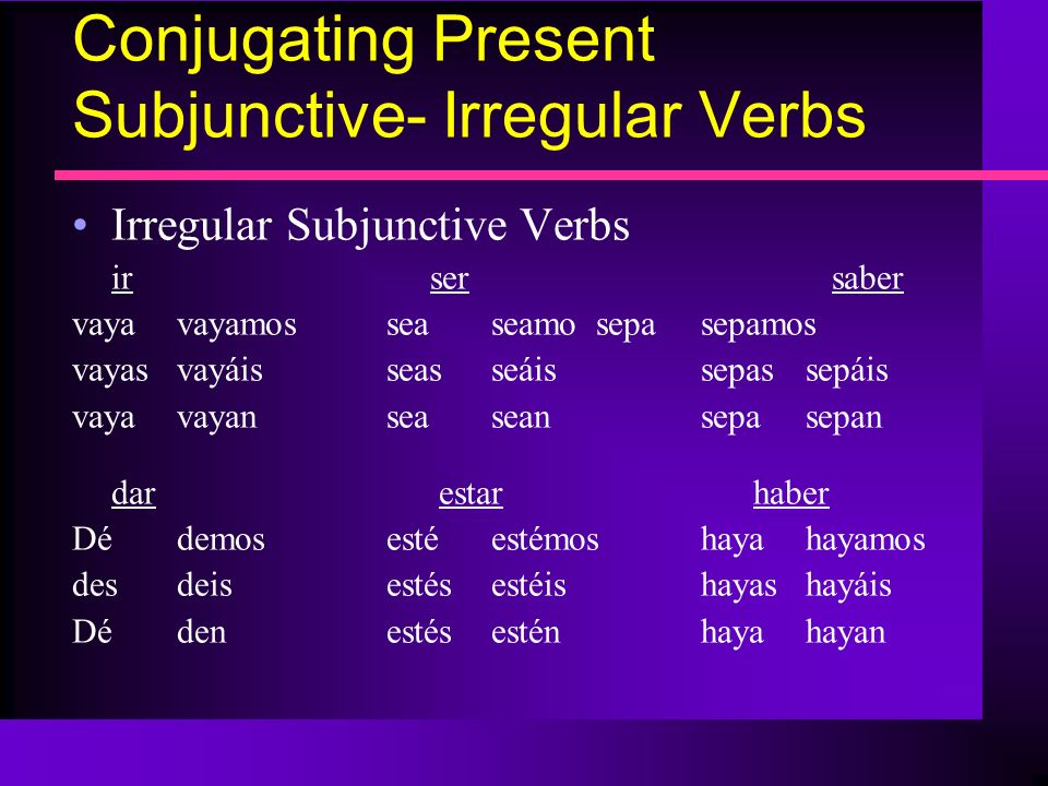 Conjugating Present Subjunctive- Irregular Verbs