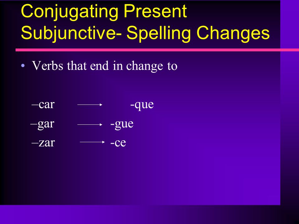 Conjugating Present Subjunctive- Spelling Changes
