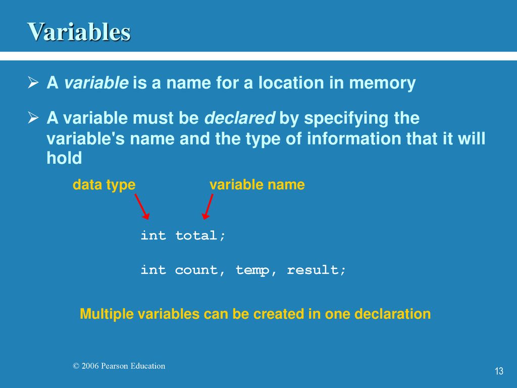 Multiple variables can be created in one declaration