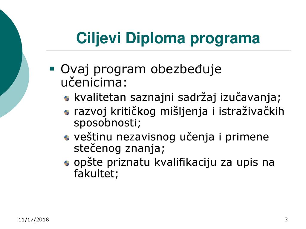 Ciljevi Diploma programa