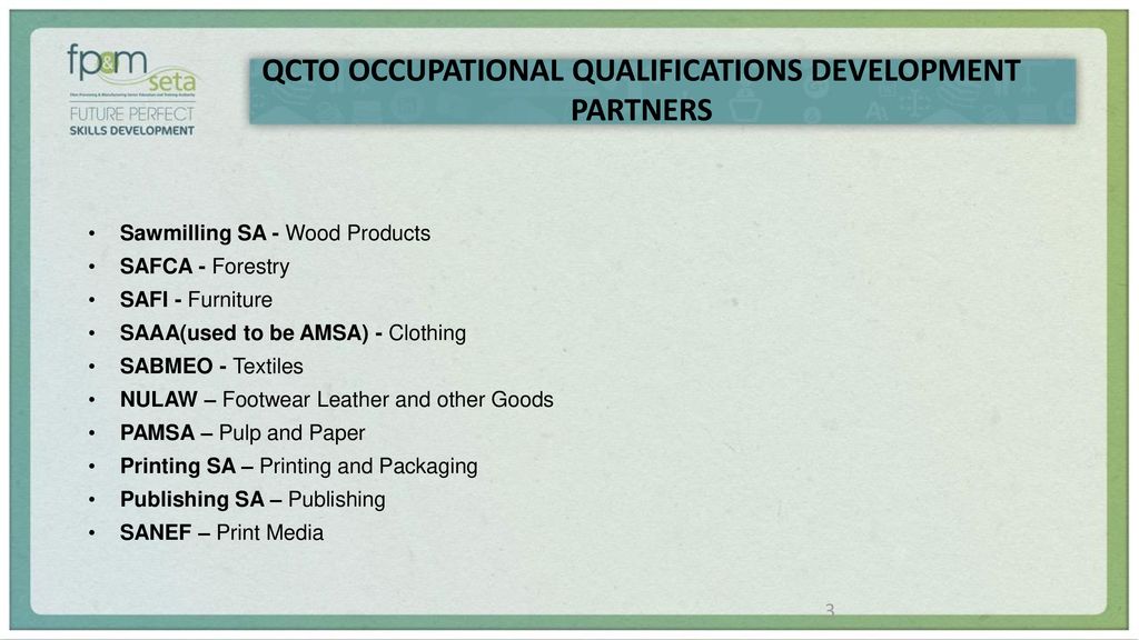 QCTO OCCUPATIONAL QUALIFICATIONS DEVELOPMENT PARTNERS