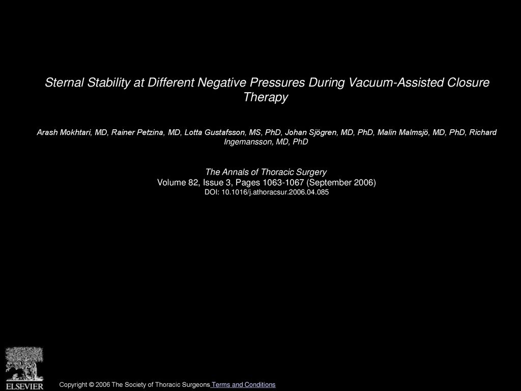 Sternal Stability at Different Negative Pressures During Vacuum-Assisted Closure Therapy