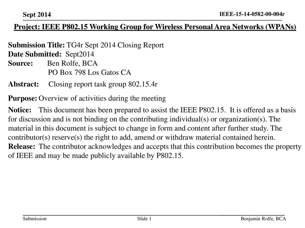 Submission Title: TG4r Sept 2014 Closing Report